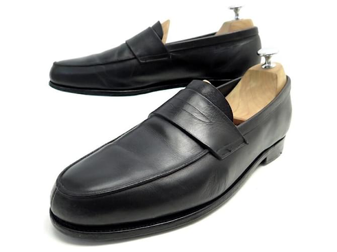 JOHN LOBB MOCCASINS FINEDON SHOES 8E 42 BLACK LEATHER LOAFERS SHOES  ref.357893