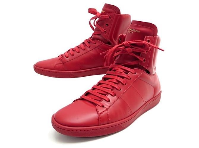 YVES SAINT LAURENT BASKETS SL SHOES /01H RED LEATHER 42 + SNEAKERS BOX  ref.357900