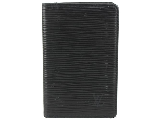 Louis Vuitton Black EPI Leather Noir Porte cartes Card Holder Wallet Case 825lv63