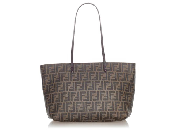 Fendi Brown Zucca Coated Canvas Roll Tote Fendi