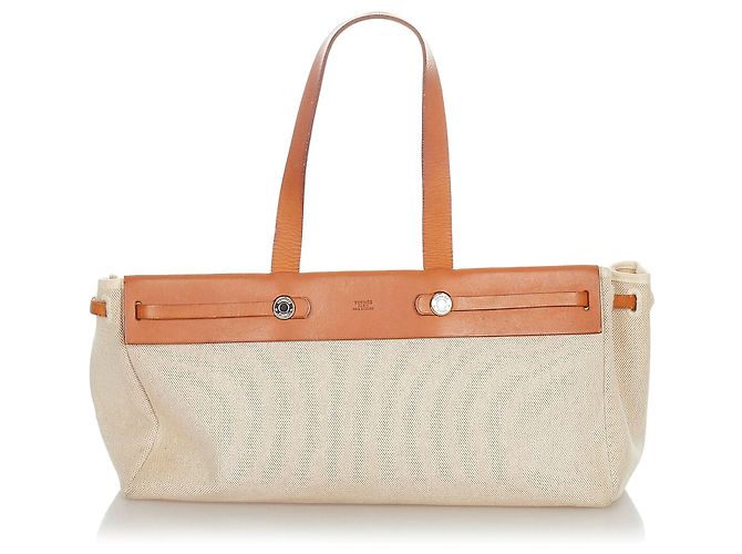 Hermès Hermes Brown Herbag Cabas MM Braun Beige