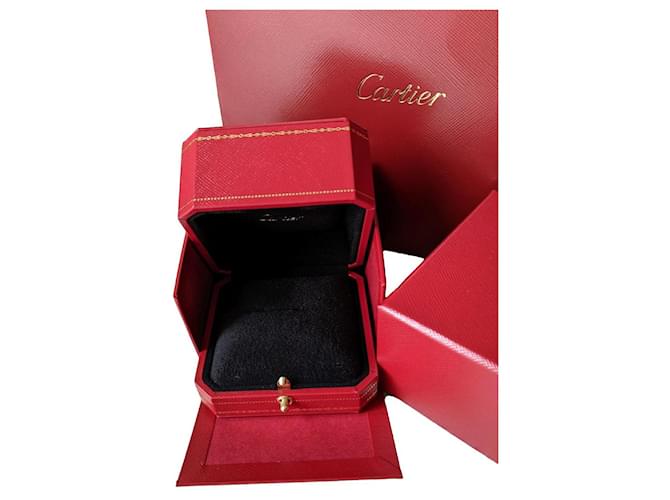 Auténtica bolsa de papel de caja interior y exterior con anillo Cartier Love Trinity JUC Roja  ref.358212