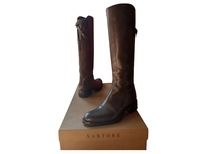 Botas de montar Sartore de piel marrón 36 Castaño