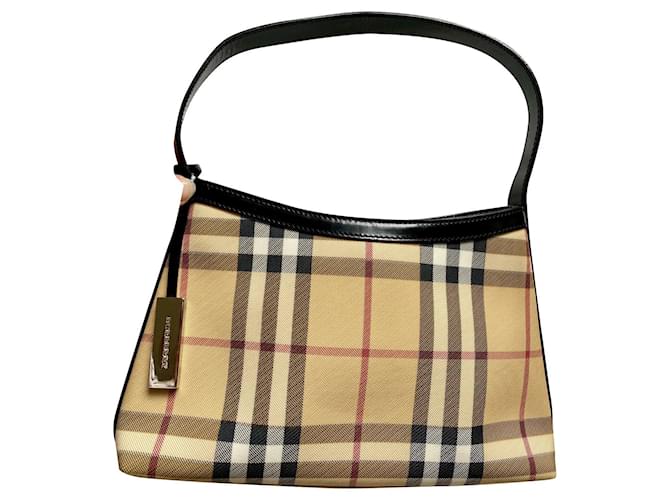 Brook Bolsa de pano Burberry vintage quadriculada. Bege Lona  ref.358550