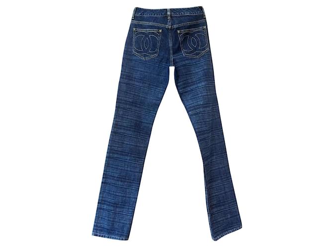 Chanel Jean géant à logo CC Coton Bleu  ref.358571