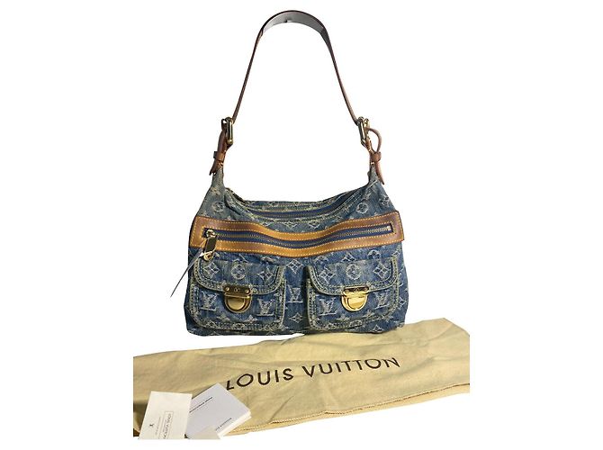 Louis Vuitton Baggy PM Handtasche aus Denim Blau