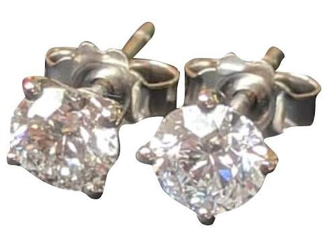 No Brand 1.00 TCW D VS2 diamante 18k pendientes de oro blanco (Tachuelas)  ref.359084