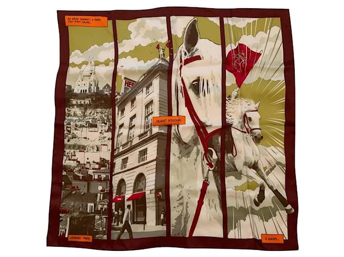 Hermès 70 foulard en soie vintage cm Quand Soudain Multicolore  ref.359297