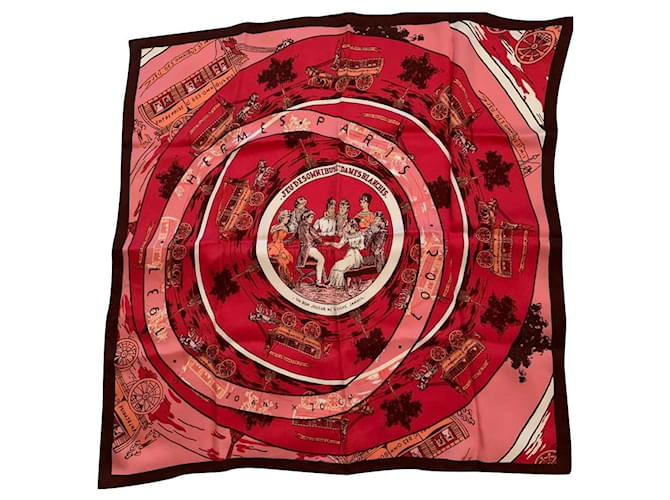 Hermès Ermete 70 foulard vintage cm in seta Jeu des Omnibus Multicolore  ref.359298