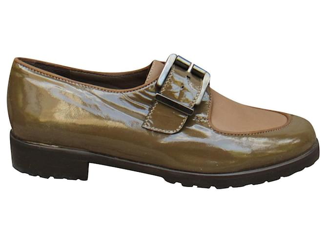 Carel p buckle shoes 36,5 New condition Khaki Patent leather Lambskin  ref.359309
