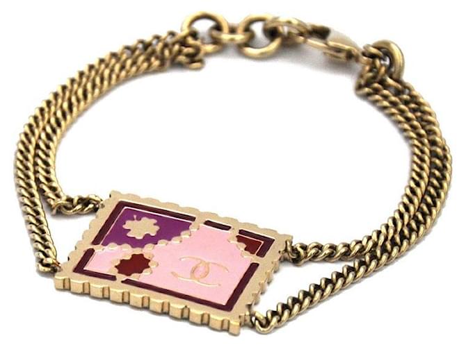 [Used] CHANEL Ladies Classic Popular Accessories Women's Accessory Jewelry Square Chain Fashionable Casual Brand Accessories Genuine Appraisal Pink Golden Metal  ref.359314