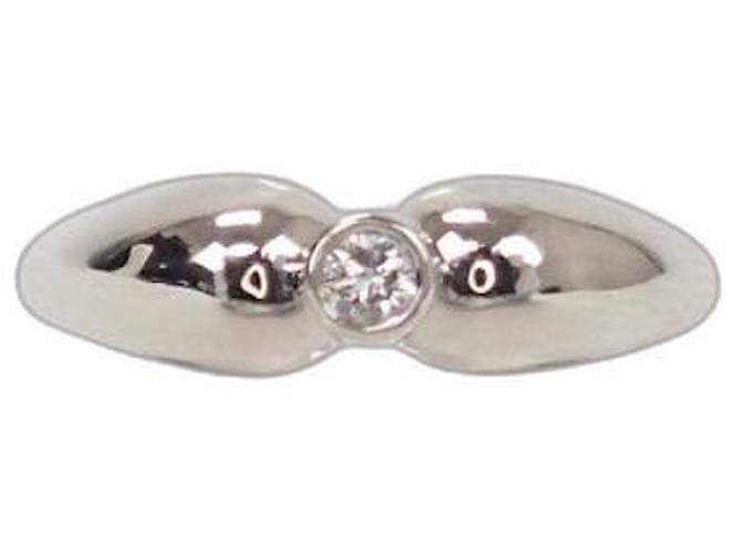 [Usado] Tiffany & Co. Tiffany Pt950 anillo en forma de lágrima con forro 1Varilla de calibre de diamante P No. 11 fuerte Plata Platino  ref.359316