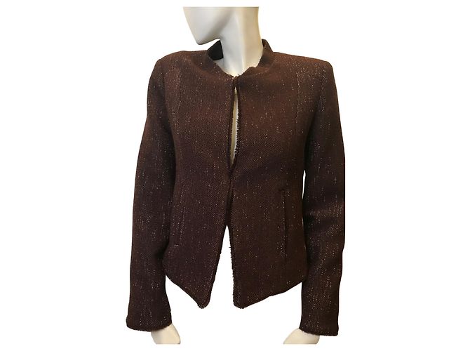 Berenice melierte braune Langarmjacke Dunkelbraun