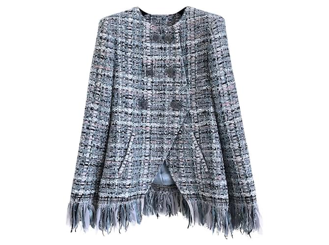 Chanel 9K$ New Paris/Cosmopolite Jacket Blue Tweed  ref.359567