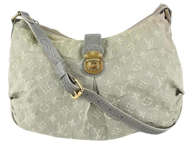 Louis Vuitton Gris Monogram Denim Slightly Messenger Hobo Bag Cuir Jean  ref.359575