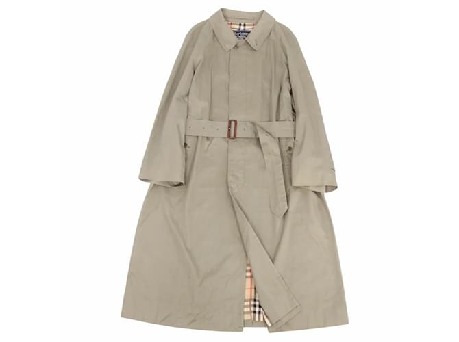[Used] Vintage Burberry Burberrys Coat Bal collar coat with belt Balmacaan coat Khaki Cotton Polyester  ref.359593