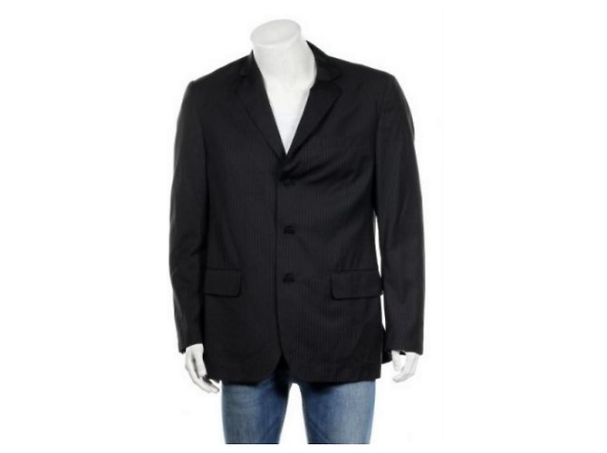 Calvin Klein Stylish 3 buttons Fitted Striped Suit Jacket, Size L Black