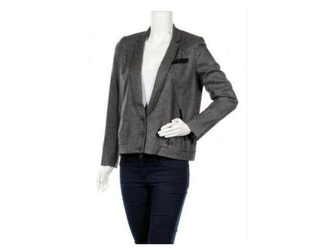 Comptoir Des Cotonniers NAJAC Never Warn Gray Wool Jacket, Size 38 Grey