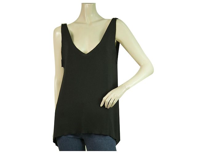 Dondup Blusa sin mangas de viscosa negra holgada sin mangas talla XS Negro