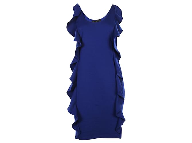 Aidan Mattox Blue Dress With Ruffles Viscose Cellulose fibre ref