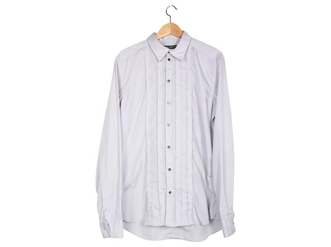 Dolce & Gabbana Pleated Front Shirts  Grey Cotton  ref.359920