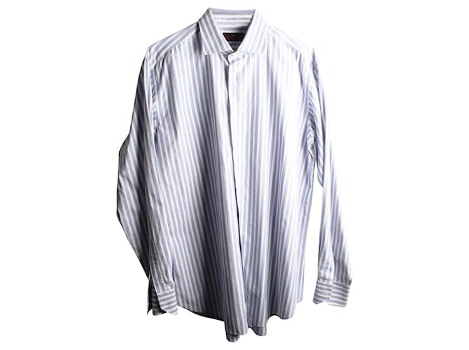 Etro Striped shirt Blue Cotton  ref.360032