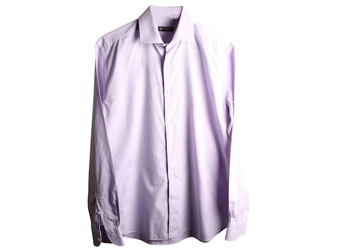 Corneliani Camisa morada con textura Púrpura Algodón  ref.360057