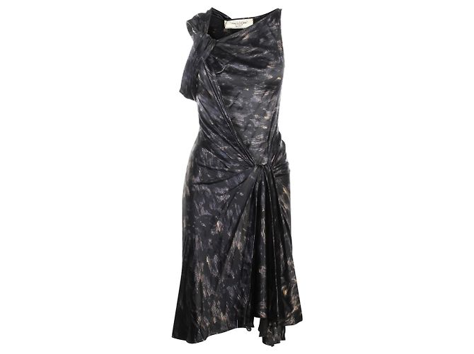 David Szeto Vestido de seda estampado negro