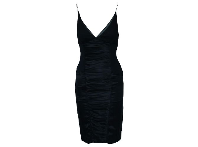 Catherine Malandrino Schmal geschnittenes schwarzes Seidenkleid