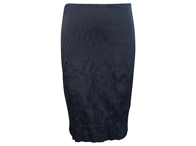 Prada Black Knee Length Crumpled Skirt Polyester  ref.360321