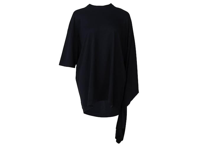 Balenciaga Übergroßes asymmetrisches Pullover-Oberteil Schwarz Baumwolle  ref.360334