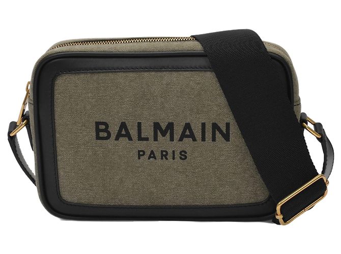 Balmain B-Army Camera Case 22 Bag in Khaki Canvas