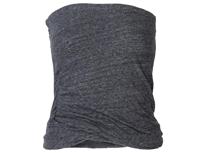 Isabel Marant Etoile Ruched Detail Tube Top Grey Cotton  ref.360415
