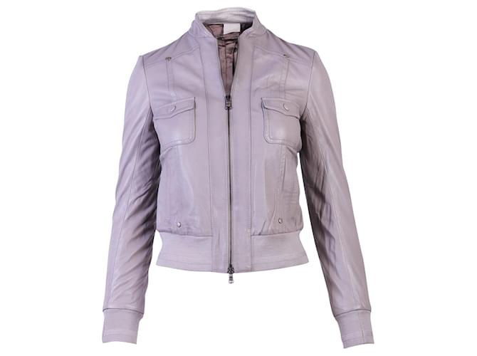 Patrizia Pepe Light Grey Leather Jacket   ref.360518