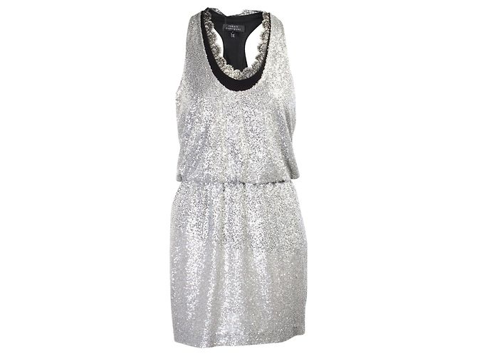 Robert Rodriguez Silbernes Paillettenkleid Metallisch