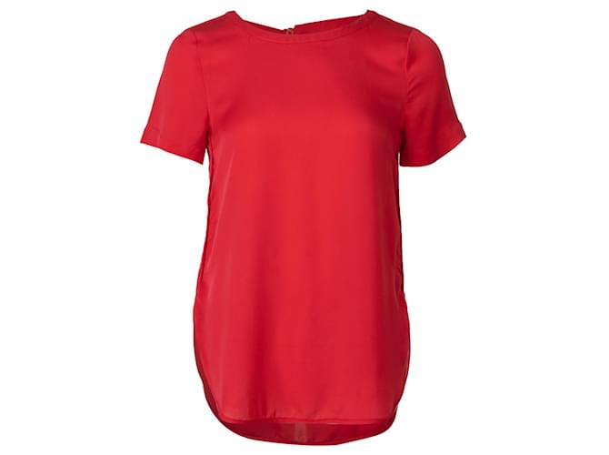 Michael Kors Round Neck Short Sleeve Top Red Silk  ref.360810