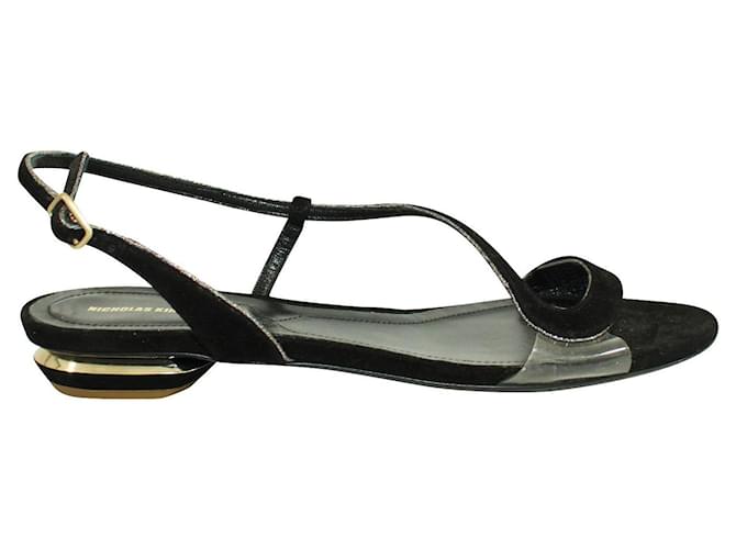 Nicholas Kirkwood Black Sandals with Glitter Elements Leather  ref.360864