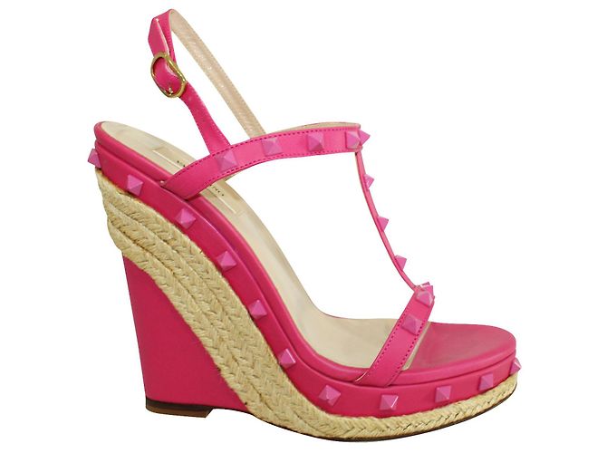 Valentino Zeppe espadrillas rosa con borchie