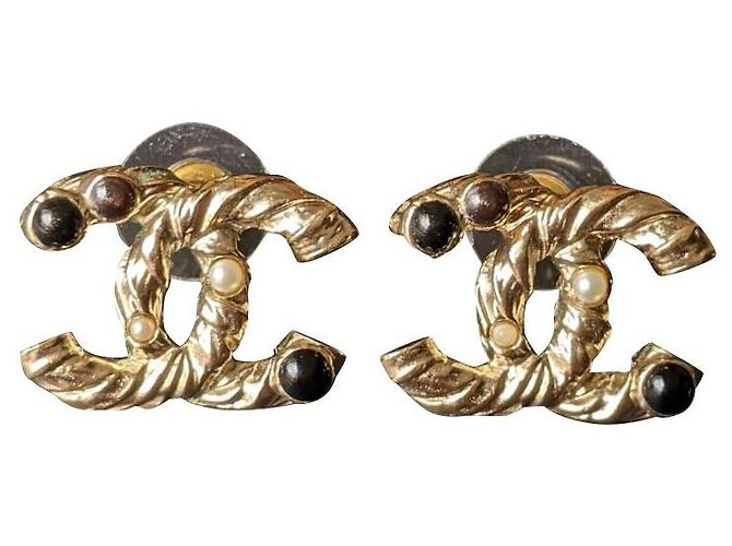 Chanel CC A12Caja de pendientes A Logo Pearl GHW Coco Mark Gold hardware