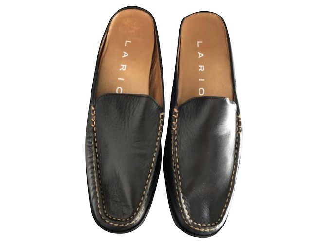 Autre Marque Mules in pelle nero e testa di moro T40 Marrone scuro