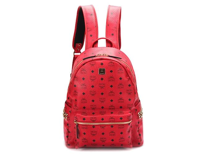 Red mcm discount backpack mens