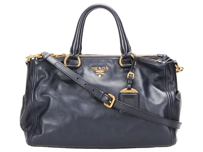 Prada VItello Shine Tote Bag Black Leather  - Joli Closet