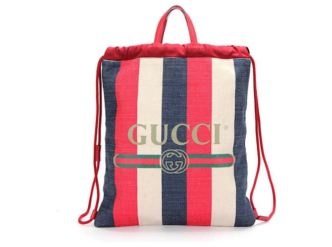 Mochila Gucci Canvas Logo con Cordones Multicolor Lienzo  ref.361405