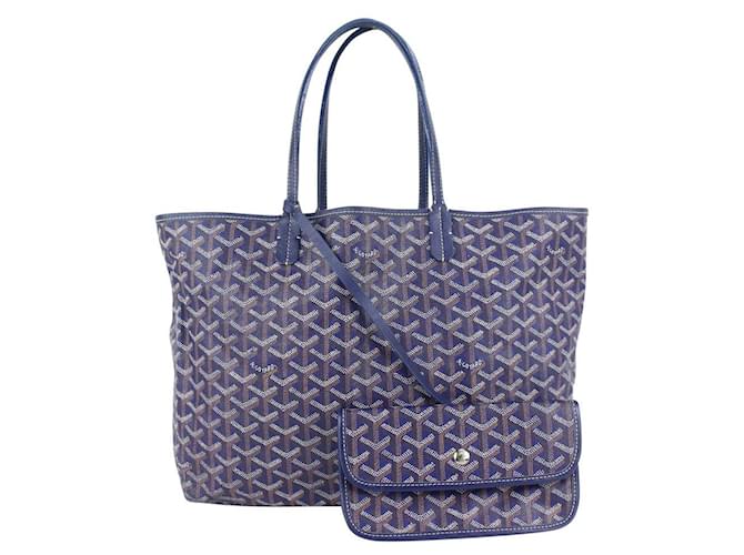 Goyard Navy Blue Chevron St Louis Tote Bag with Pouch Leather ref