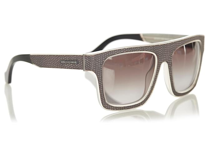 Balenciaga Grau getönte Quadratische Sonnenbrille Braun Kunststoff  ref.361722