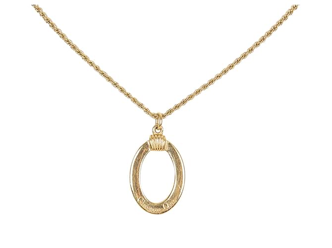 Collar Dior con colgante redondo de oro Dorado Metal  ref.361733