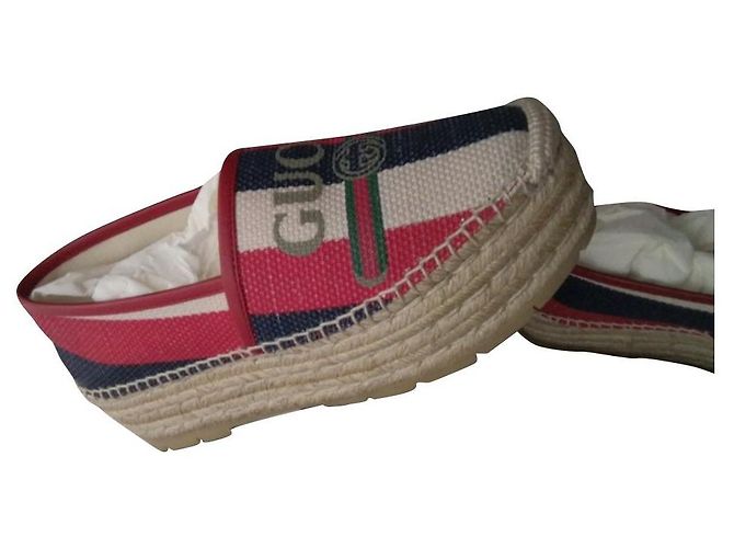 Gucci Sylvie Espadrilles Rot Stoff Größe 37