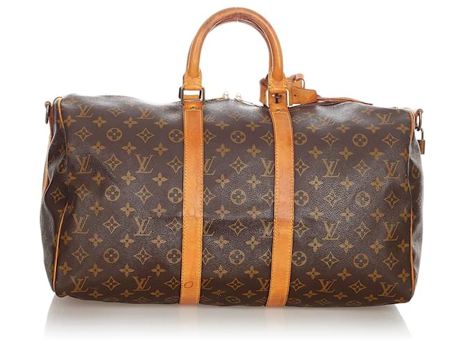 Brown Louis Vuitton Monogram Keepall Bandouliere 45 Travel Bag