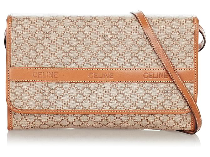 Céline Celine Brown Macadam Crossbody Bag Beige Leather Plastic Pony-style calfskin  ref.361961