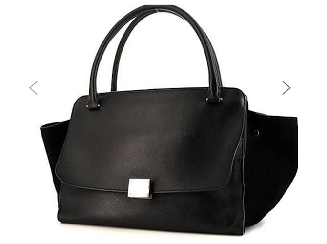 Trapèze Céline Medium suede and black leather trapeze Lambskin  ref.362113